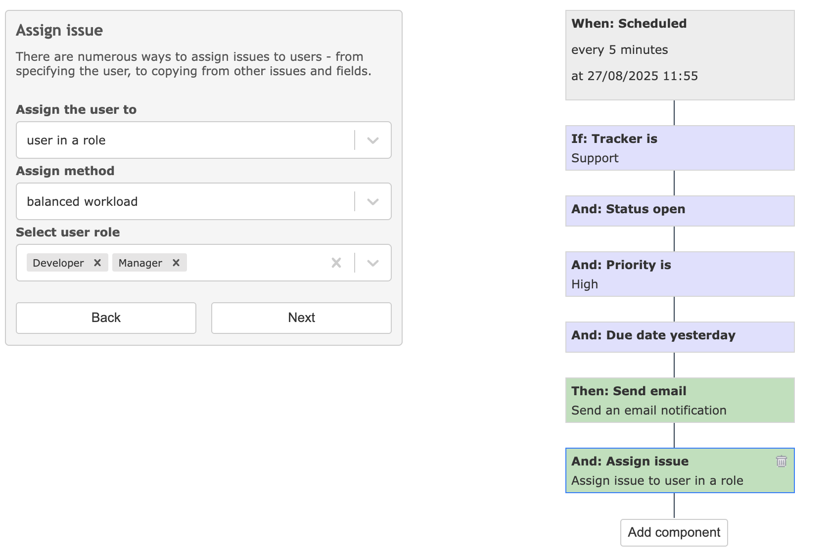 Redmine automation complete scheduled task