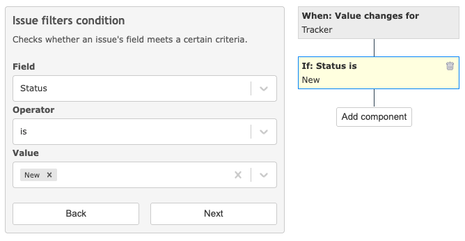 Redmine automation conditions